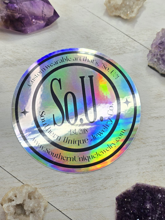 Rainbow Holographic Bumper Sticker 4" x 4"