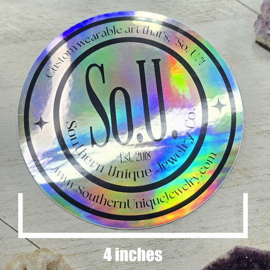 Rainbow Holographic Bumper Sticker 4" x 4"